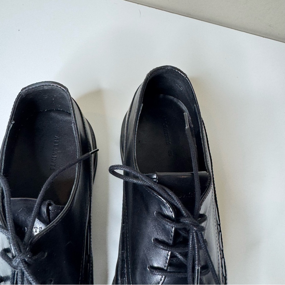 ALL SAINTS Black Topper Pointed Toe Derby Dress Shoes Mens eu 46 NWOT - Picture 6 of 15